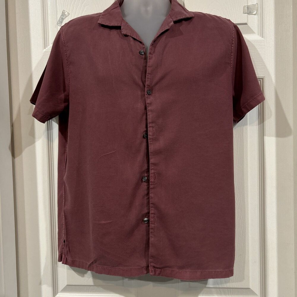 Abercrombie & Fitch Camp Bowling Style Casual Shirt Brick Red Solid Men's M